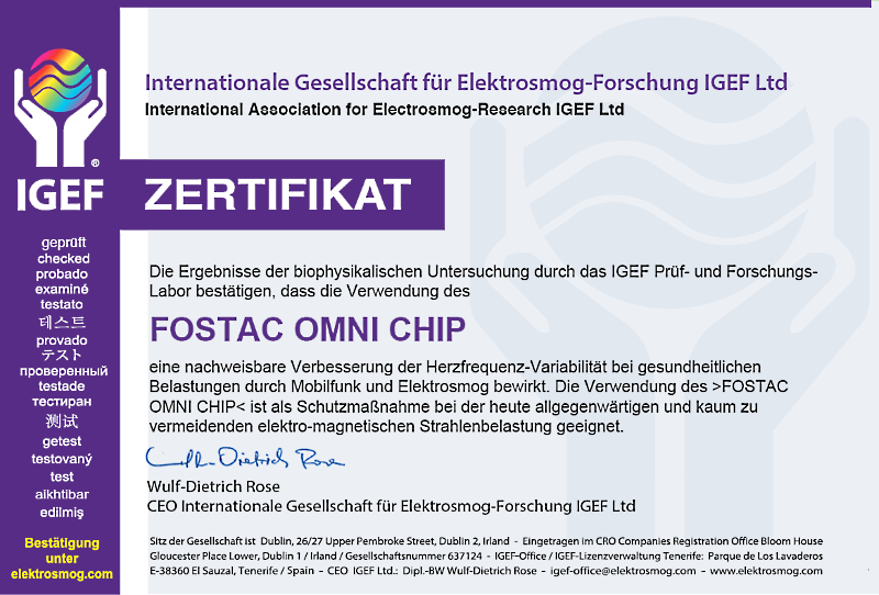 IGEF Certificate FOSTAC OMNI CHIP