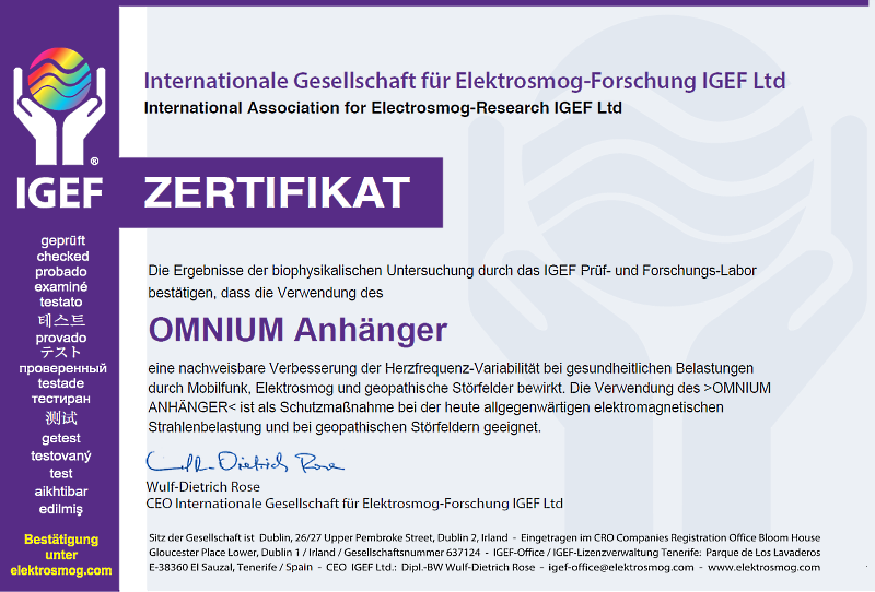 Certificat IGEF PENDANTIF OMNIUM